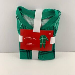 Wondershop Baby Green Plaid Knit Matching Family Footed Pajama - 3-6 Months NWT